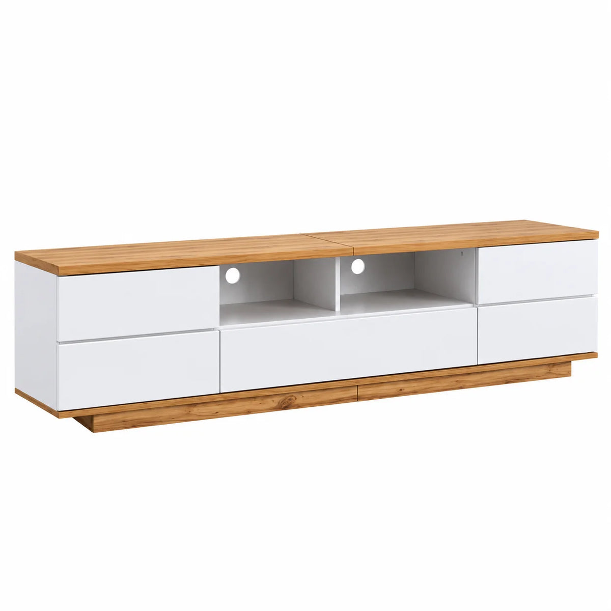 Meuble TV blanc et bois 180 cm