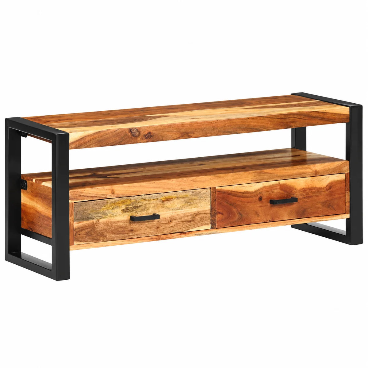 Meuble TV industriel en acacia massif 120 cm