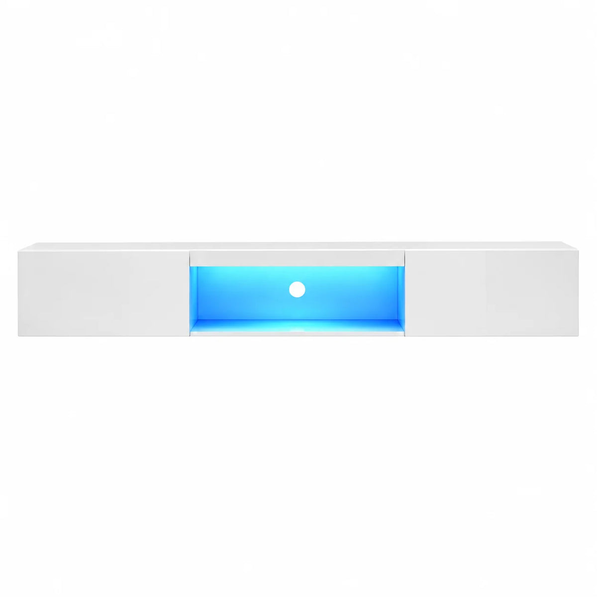 Meuble TV suspendu blanc brillant LED 160 cm