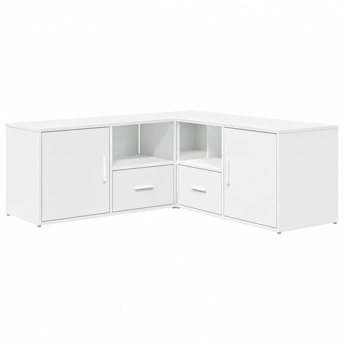 Meuble TV d'angle modulable blanc, vue d'ensemble