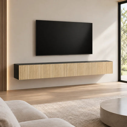 Meuble TV noir et bois