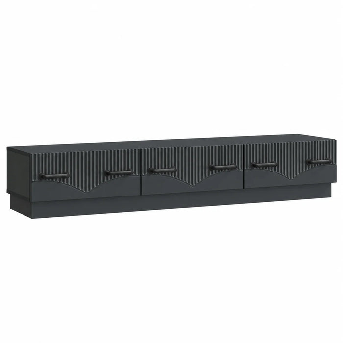 Meuble TV bas noir cannelé 147 cm