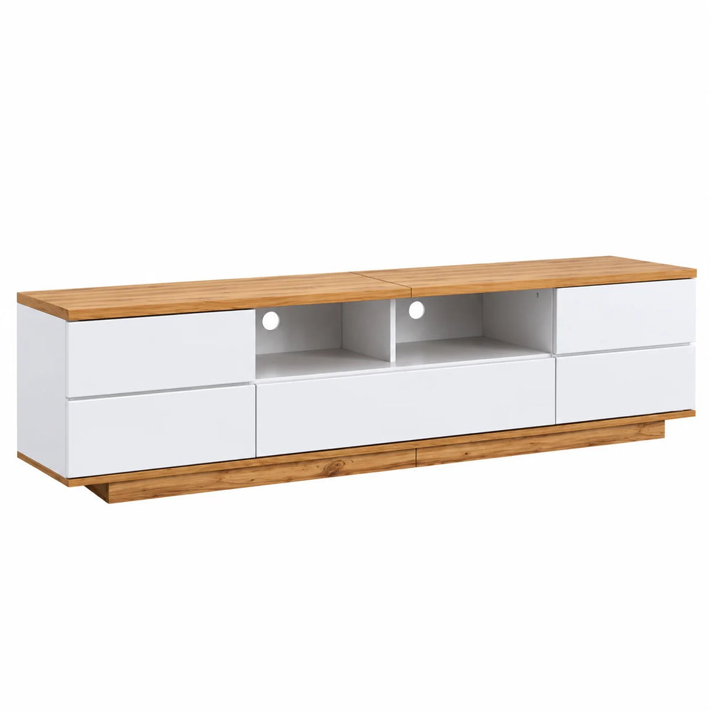 Meuble TV blanc et bois 180 cm
