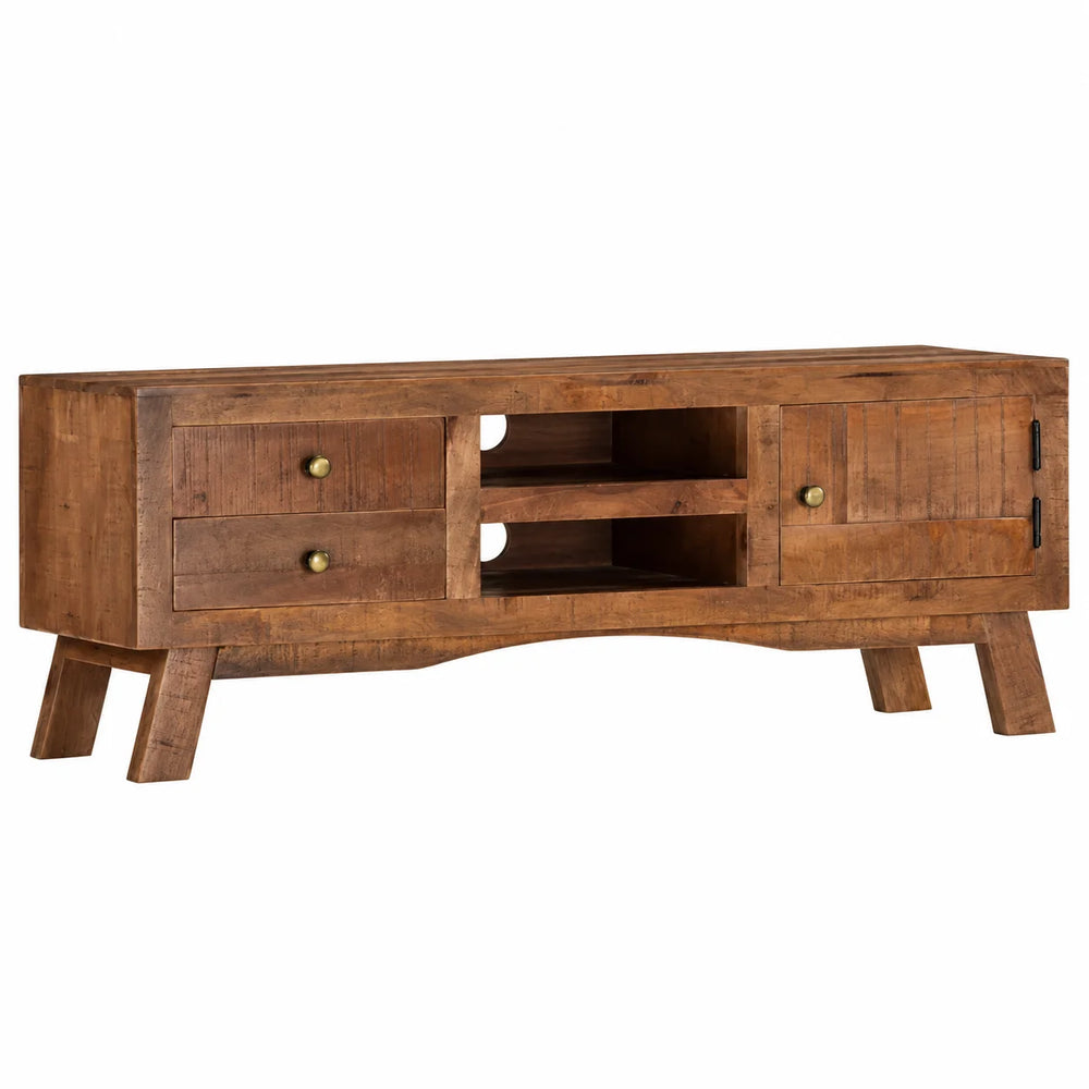Meuble TV bois rustique en manguier brut 110 cm