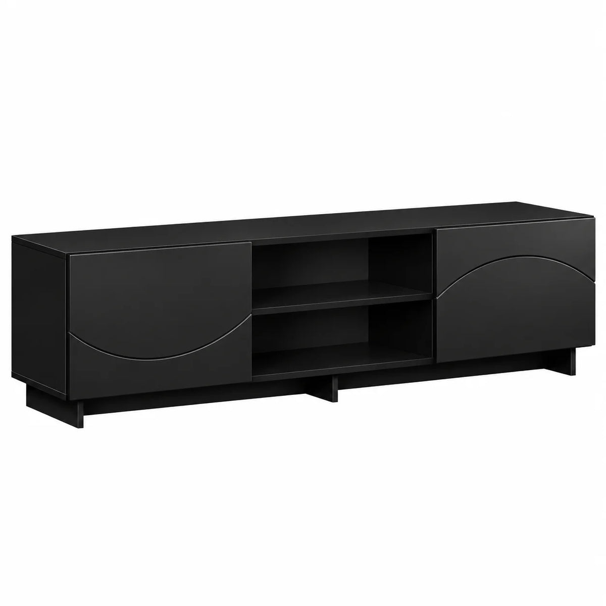 Meuble TV noir 140 cm à façade courbe