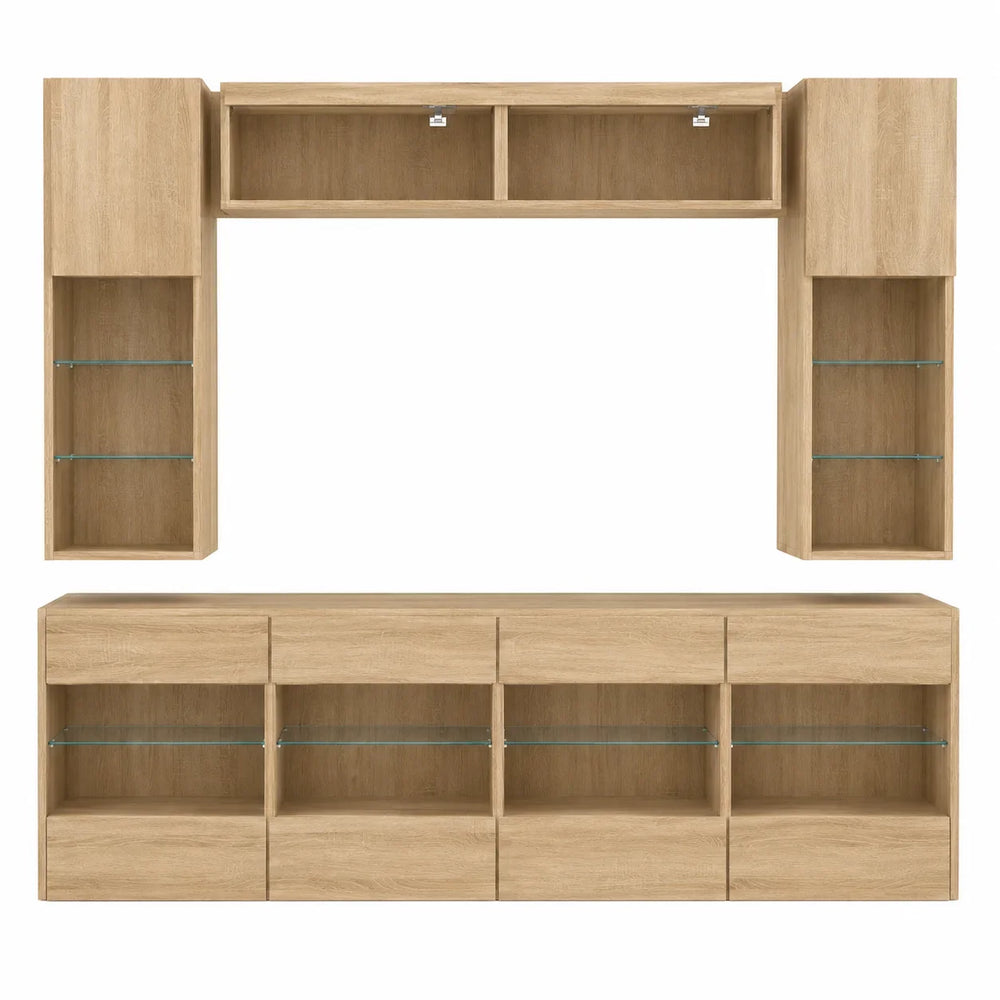 Ensemble meuble TV suspendu LED chêne sonoma 6 pièces