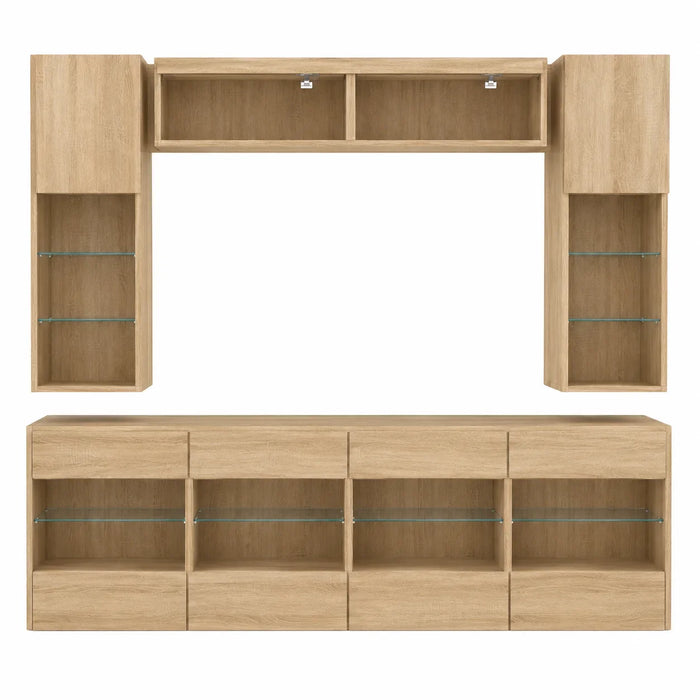 Ensemble meuble TV suspendu LED chêne sonoma 6 pièces