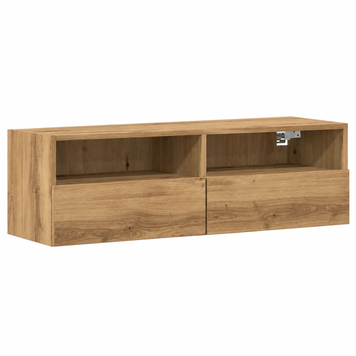 Meuble TV suspendu 100 cm décor chêne naturel, vue d'ensemble