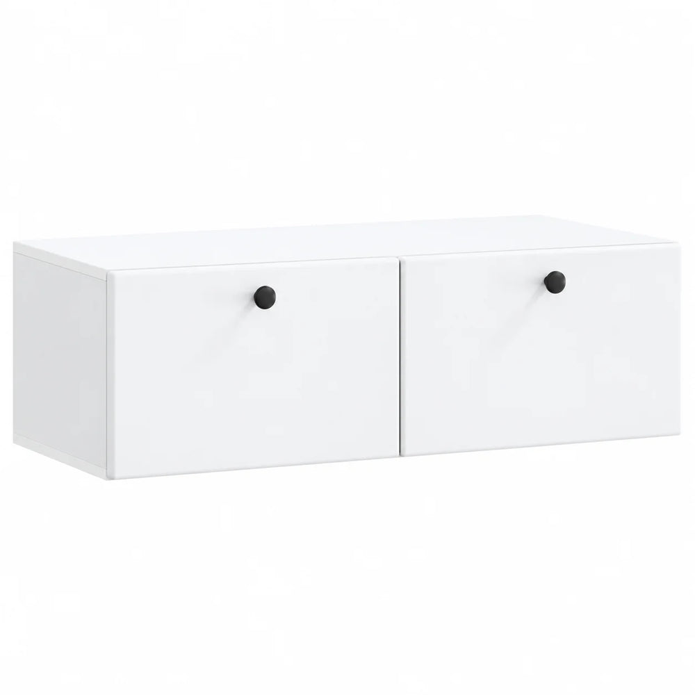 Meuble TV mural blanc 2 portes suspendu