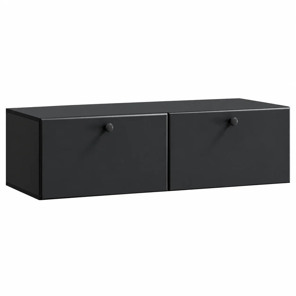 Meuble TV mural noir 2 portes suspendu
