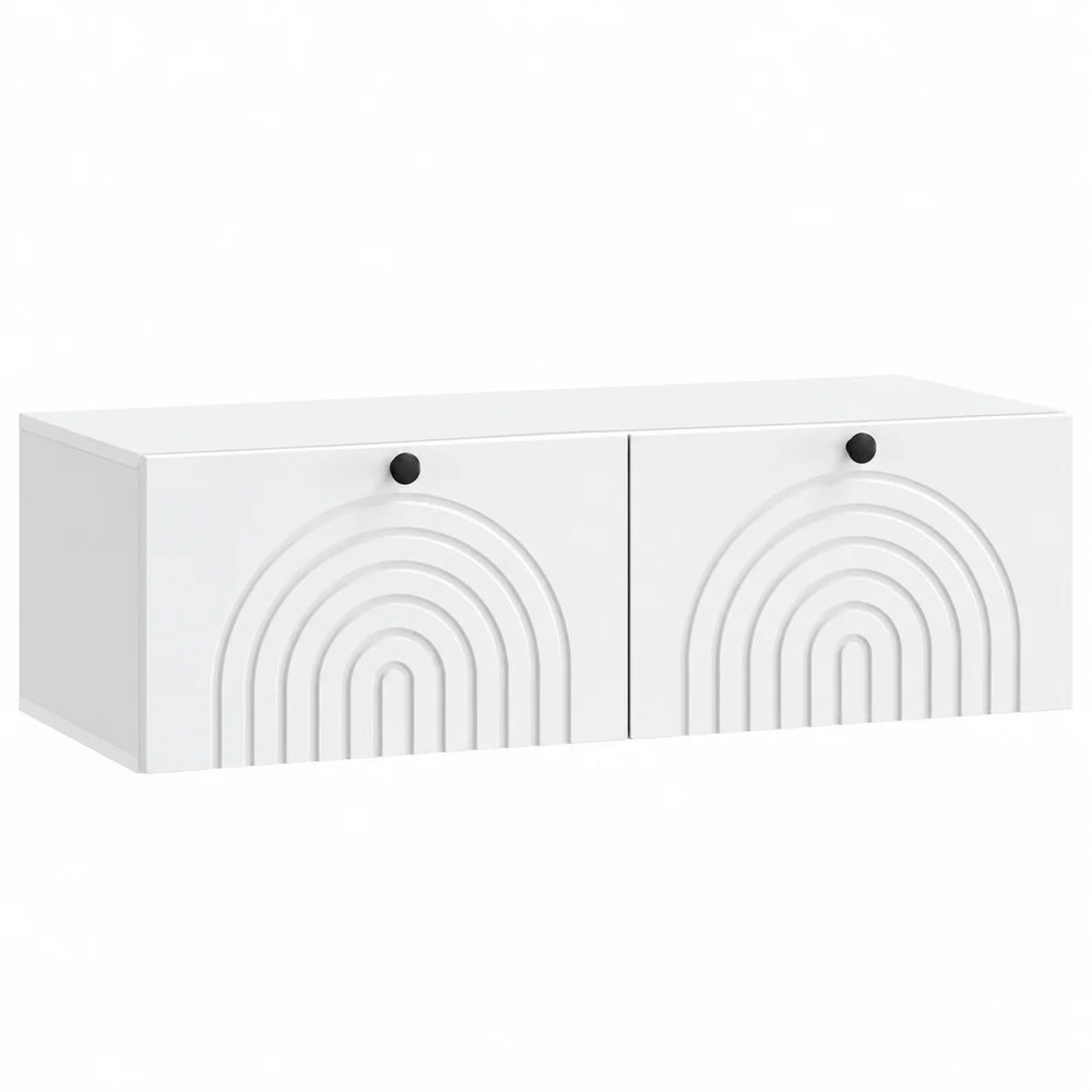Meuble TV suspendu blanc motif arches